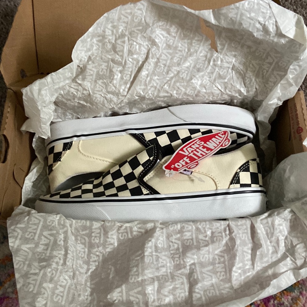 New Vans Women's Asher Slip-on Checkerboard Sneakers